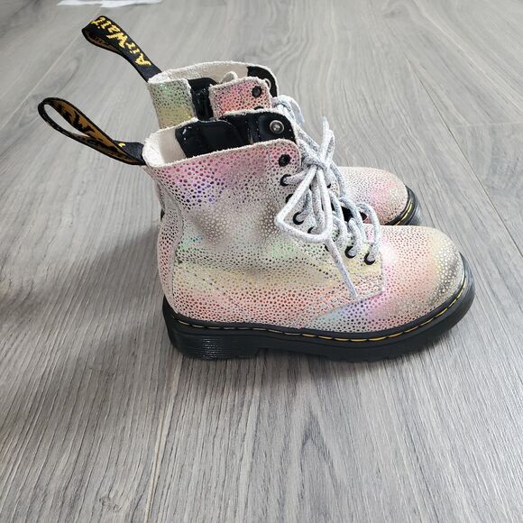 Dr. Martens Other - Dr Martens Boots Combat Kids Size 7 Rainbow Metallic Leather Pascal T Side Zip